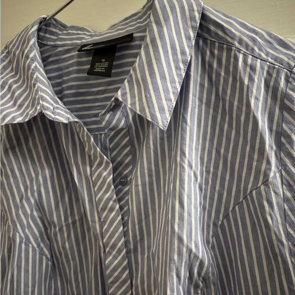 ⭐️ Lane Bryant Blue Stripe Button-Down Shirt | Size 18 | Stretch Cotton